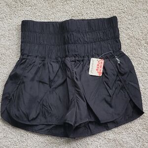 Free People Black High-Waist Smocked Women’s Shorts